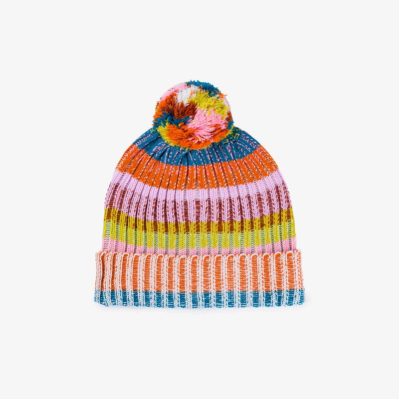 Mosaic Knit Pom Beanie