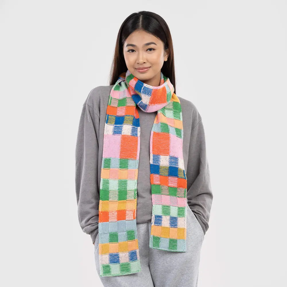 Mosaic Plaid Skinny Scarf