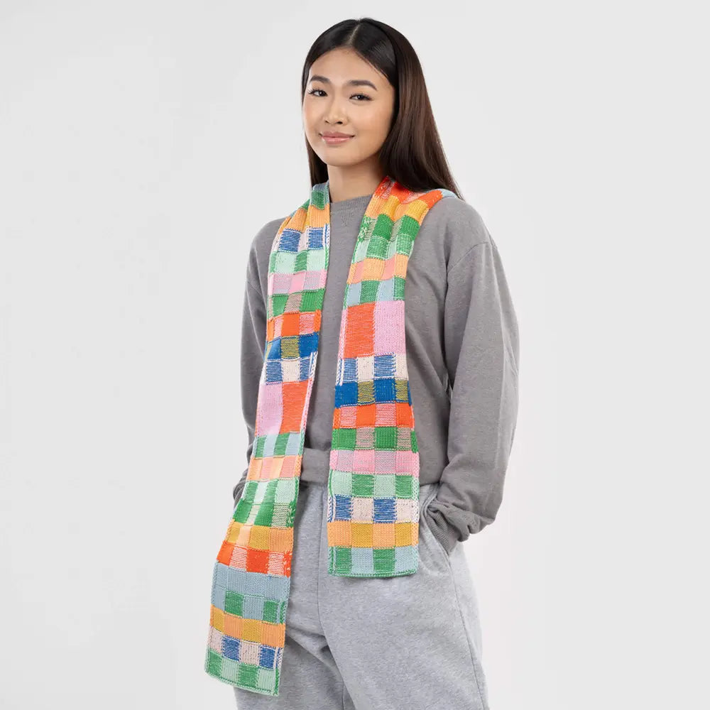 Mosaic Plaid Skinny Scarf