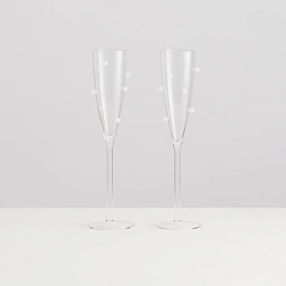 Pomponette Champagne Flutes Set