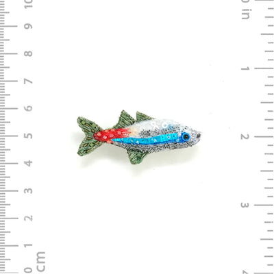 Neon Tetra Fish Beaded Brooch