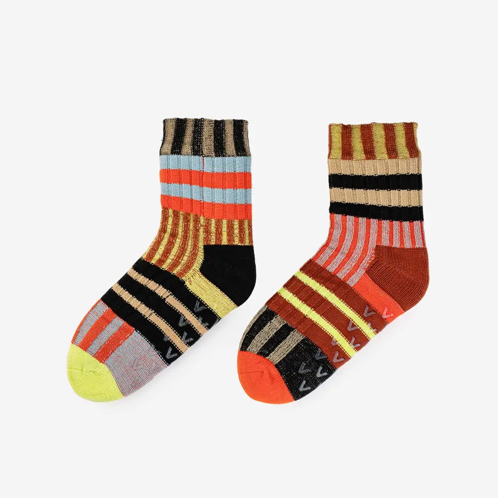Patchwork Stripe Knit Socks