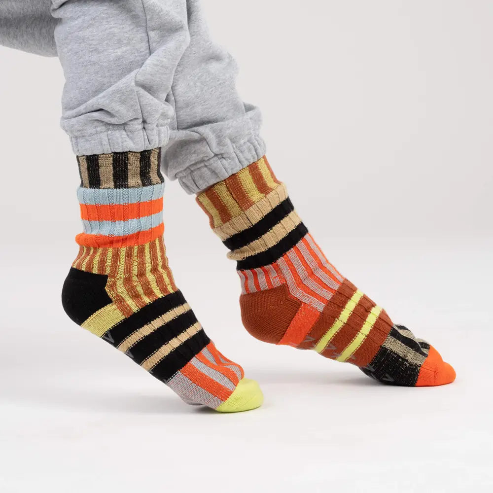 Patchwork Stripe Knit Socks