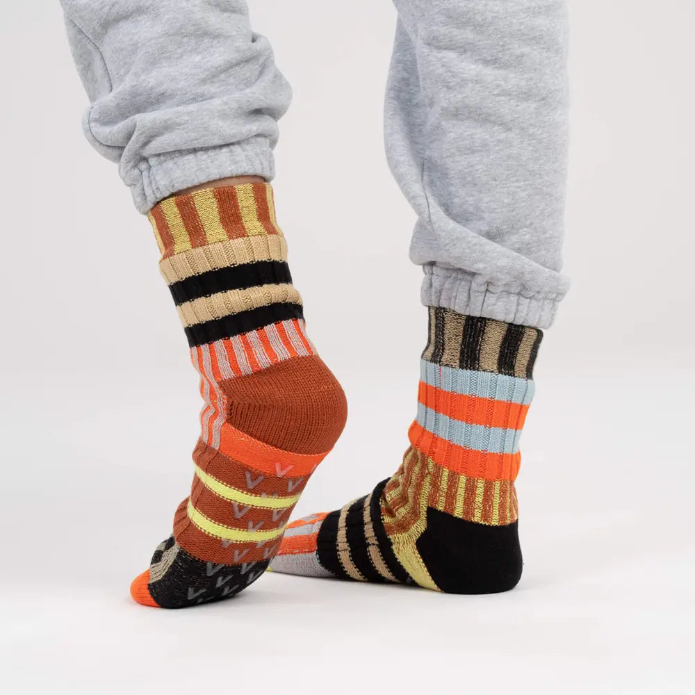 Patchwork Stripe Knit Socks
