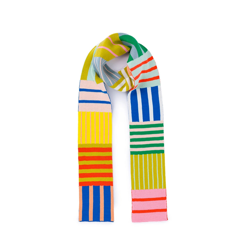 Patchwork Stripe Skinny Scarf