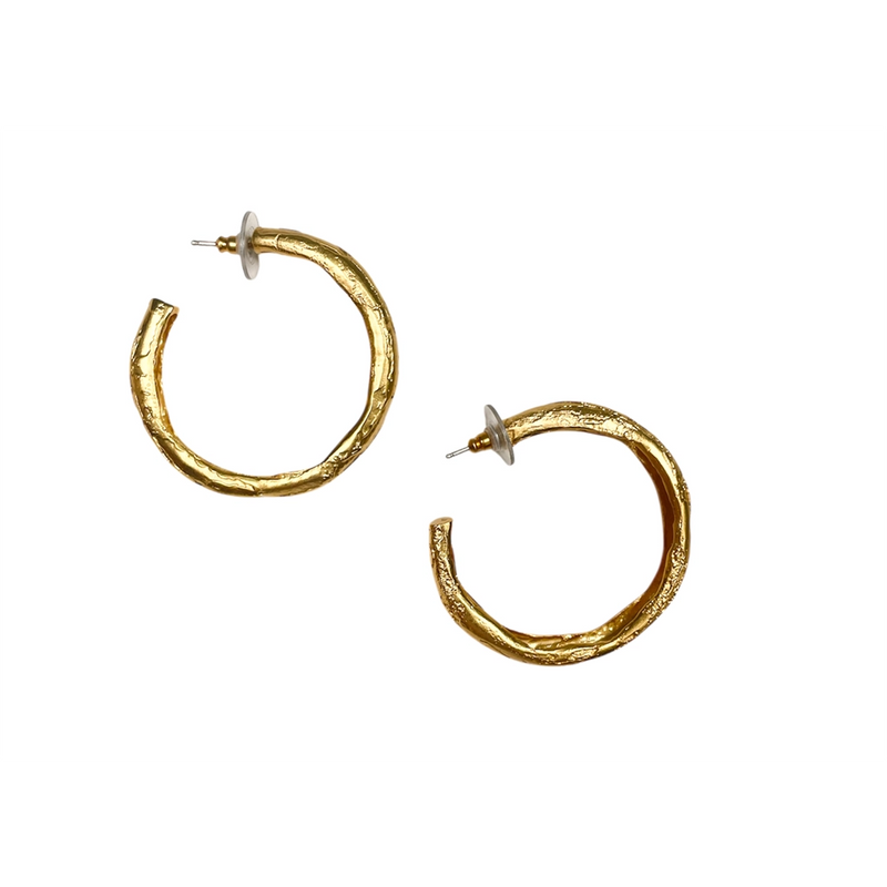 Large Reality of Travel Chunky Hoop Earrings - Gold