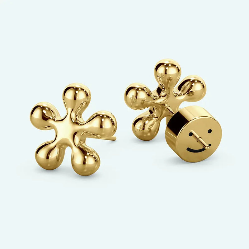 Flower Puffy Stud Earrings