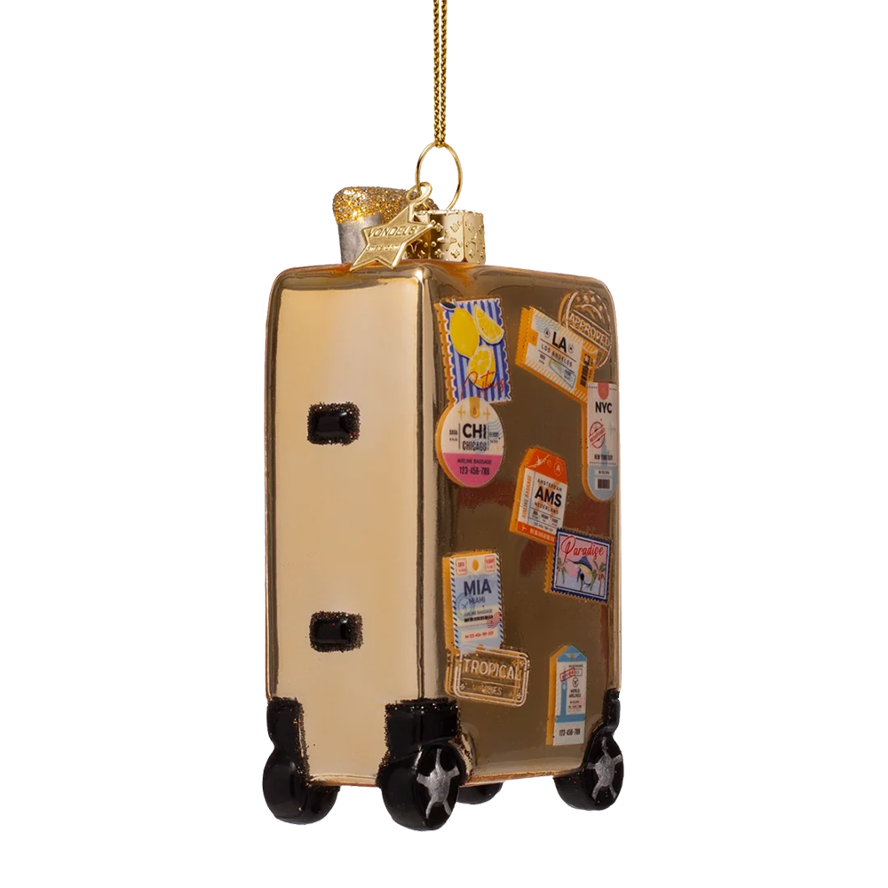 Gold Suitcase Ornament