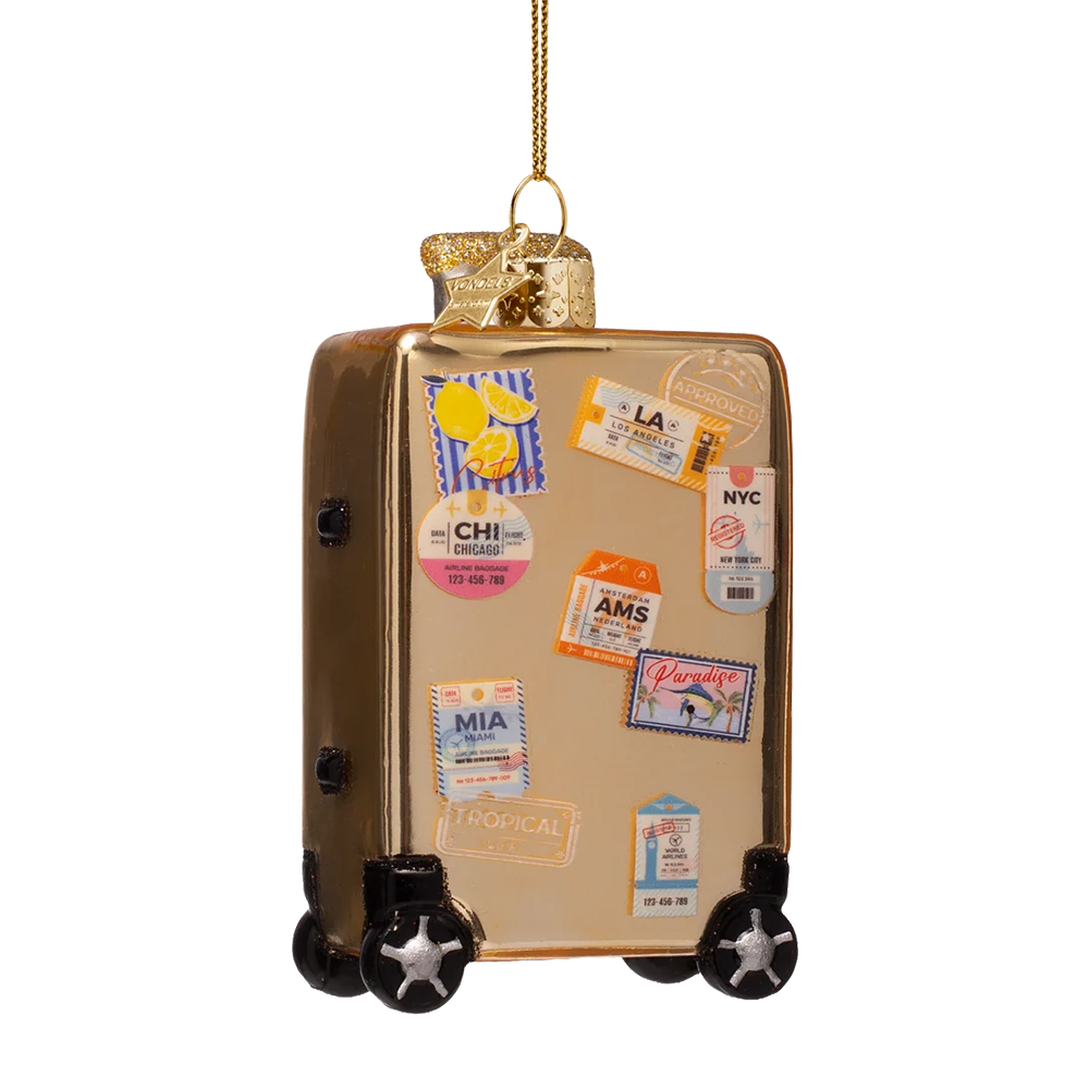Gold Suitcase Ornament