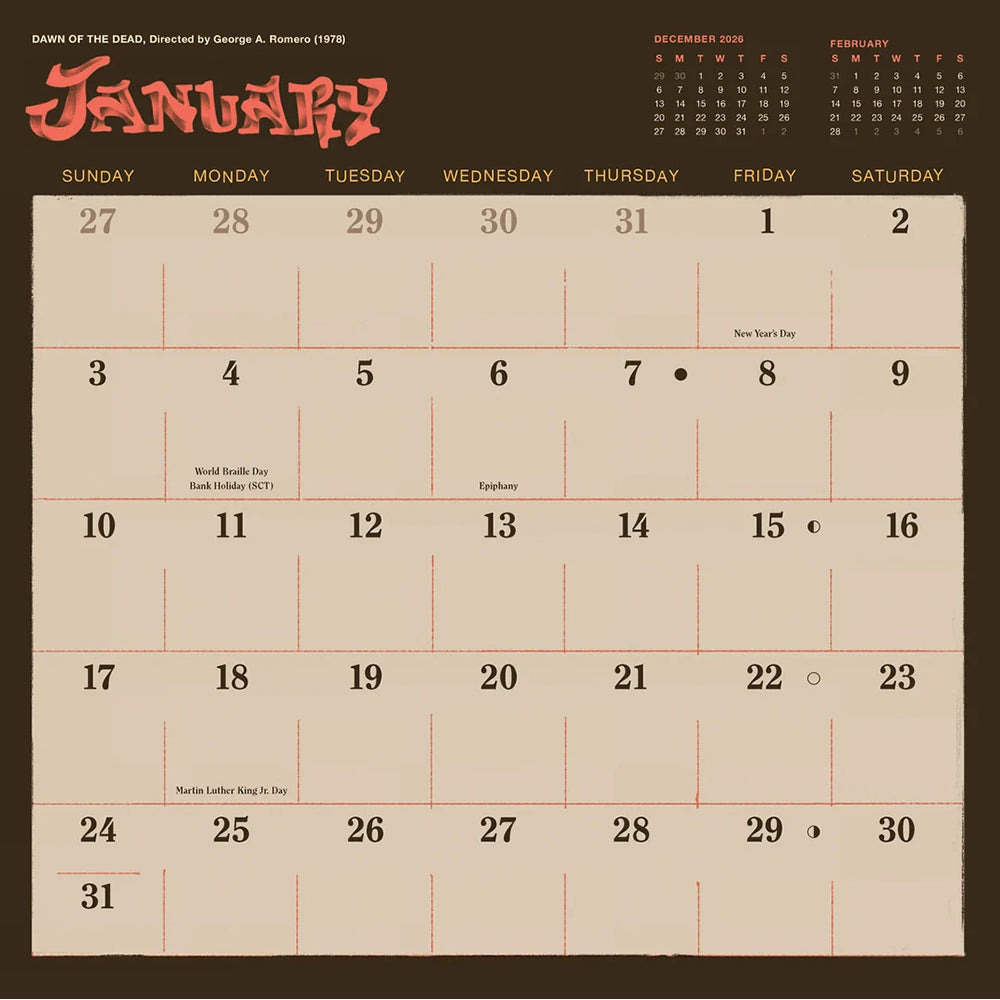 Classic Horror Movies 2027 Wall Calendar