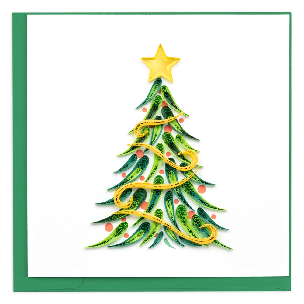 Gold Garland Christmas Tree Quilled Card