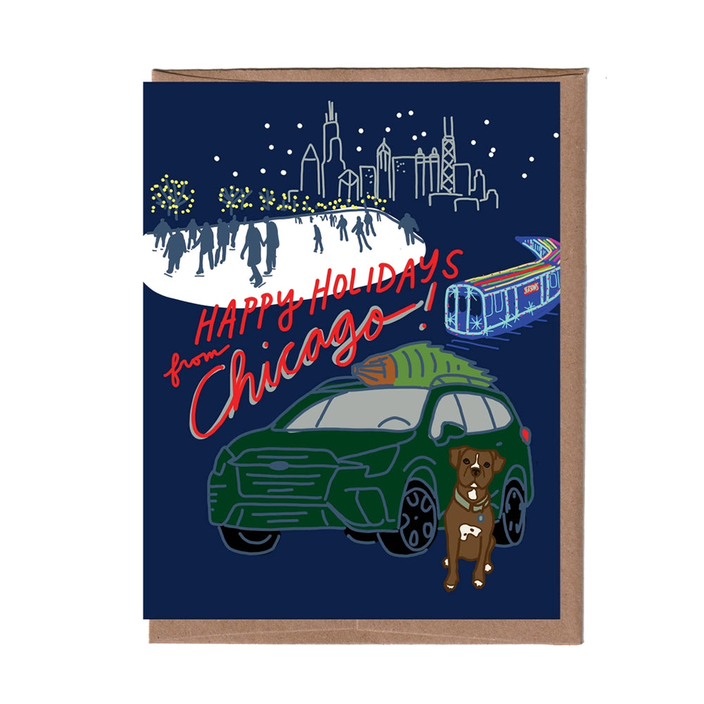 Happy Holidays from Chicago Cityscape Card Set