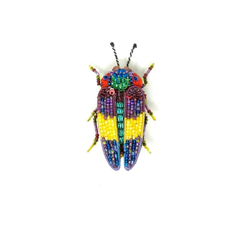 Jewel Beetle Beaded Brooch