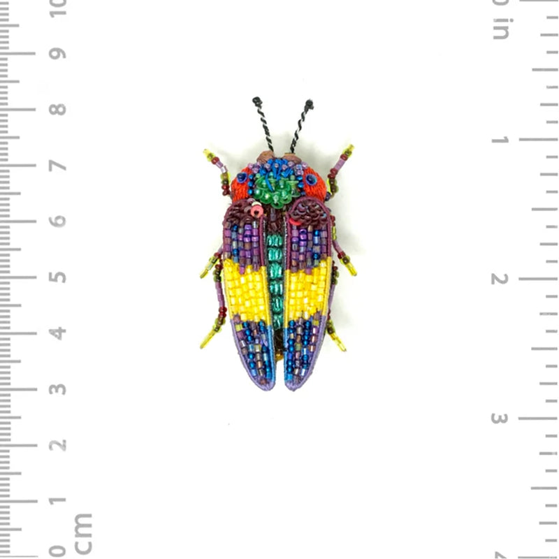 Jewel Beetle Beaded Brooch