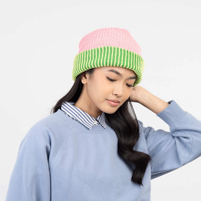 Stripe Cuff Plush Beanie