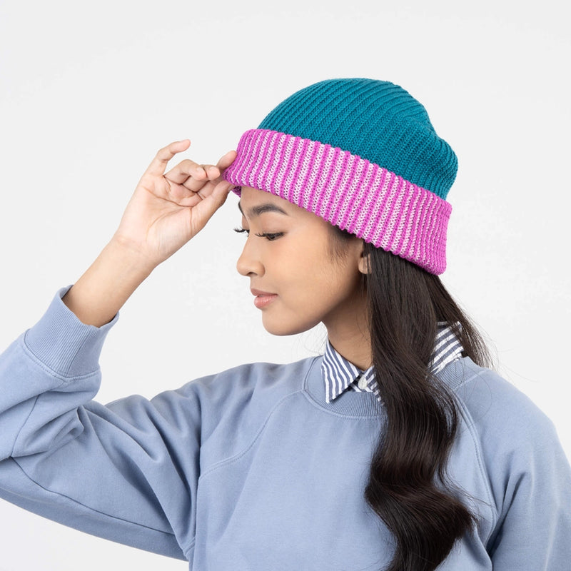 Stripe Cuff Plush Beanie
