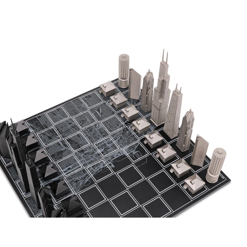 Chicago Skyline Stainless Steel Chess Set