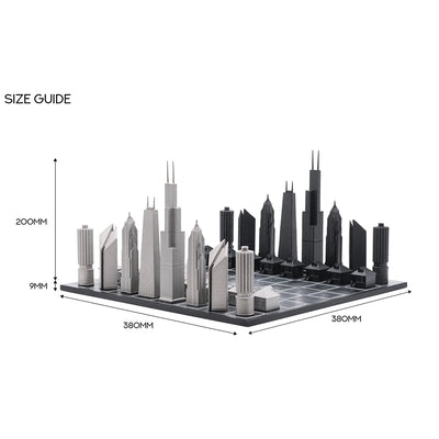 Chicago Skyline Stainless Steel Chess Set