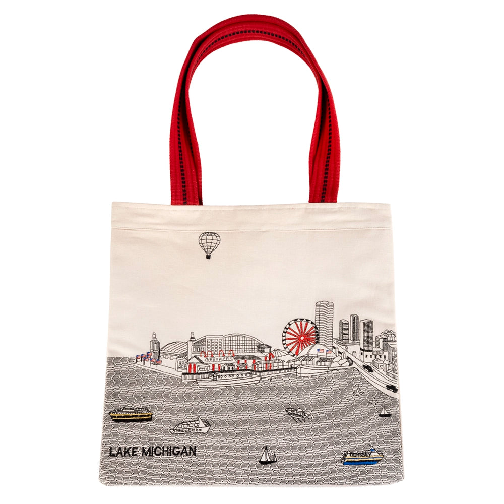 Chicago Skyline Embroidered Tote Bag
