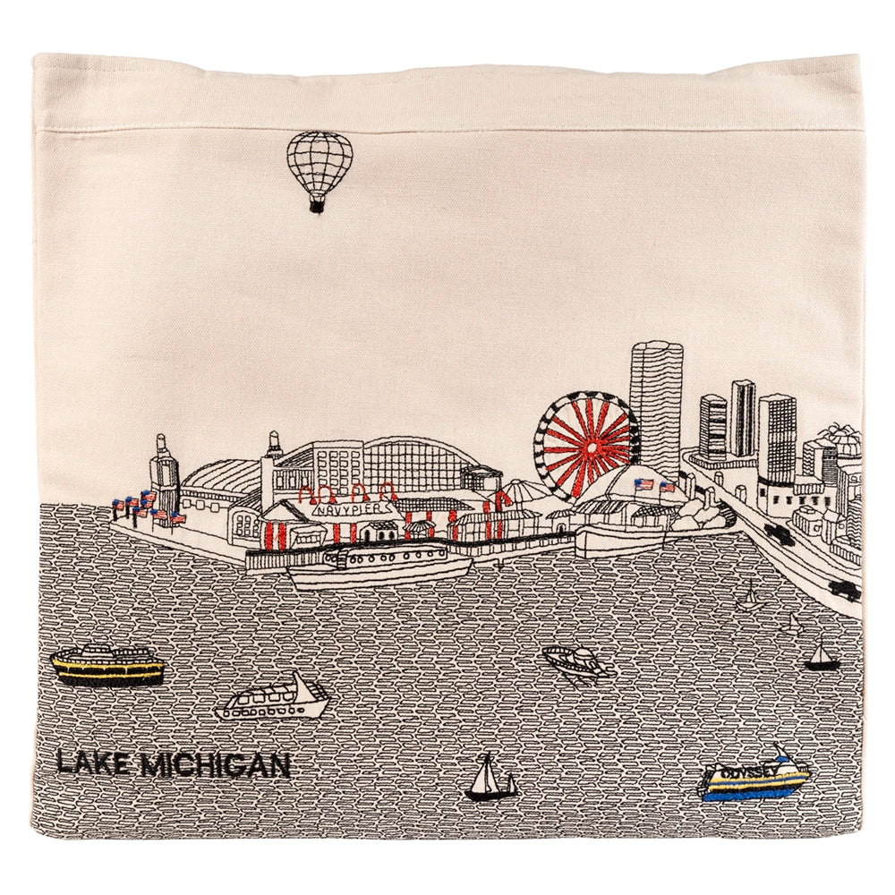 Chicago Skyline Embroidered Tote Bag