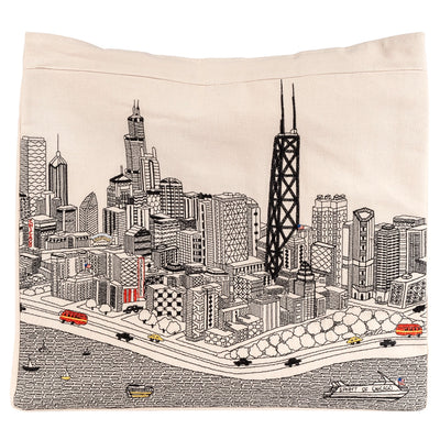 Chicago Skyline Embroidered Tote Bag