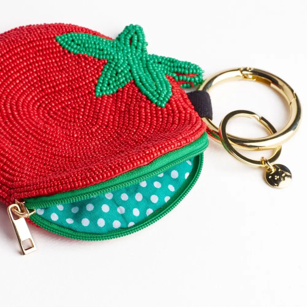 Tomato Beaded Coin Purse