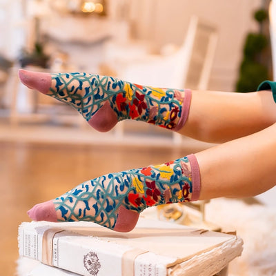 Sheer Tapestry Vines Crew Socks