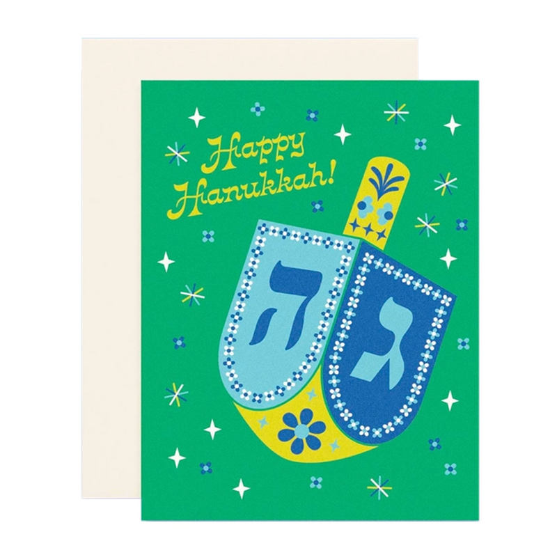 Retro Floral Dreidel Hanukkah Boxed Card Set