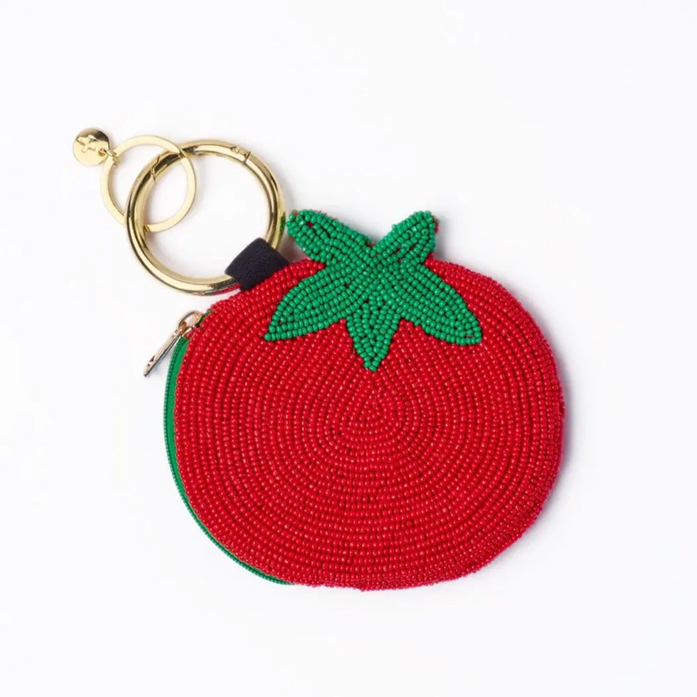 Tomato Beaded Coin Purse