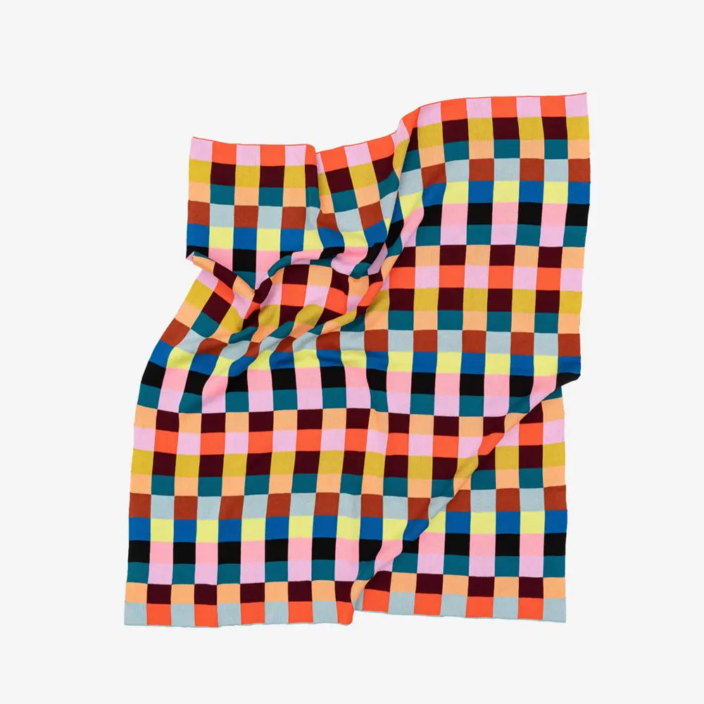 Color Patch Knit Throw Blanket