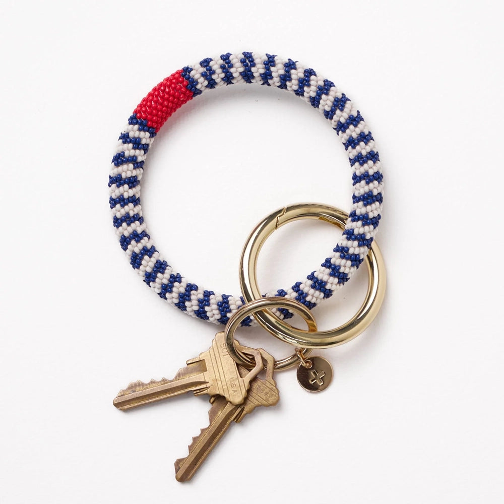 Chloe Stripe Beaded Key Ring Bracelet