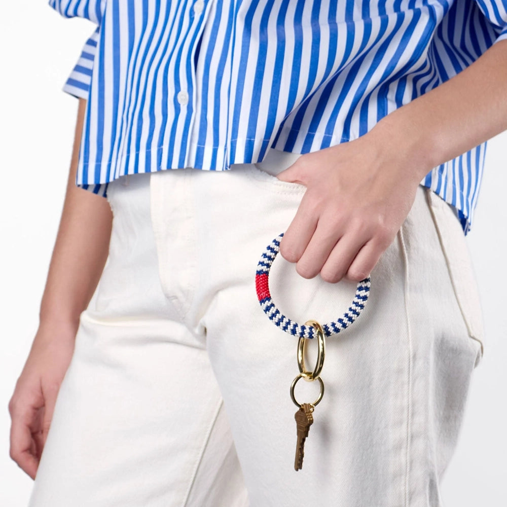 Chloe Stripe Beaded Key Ring Bracelet