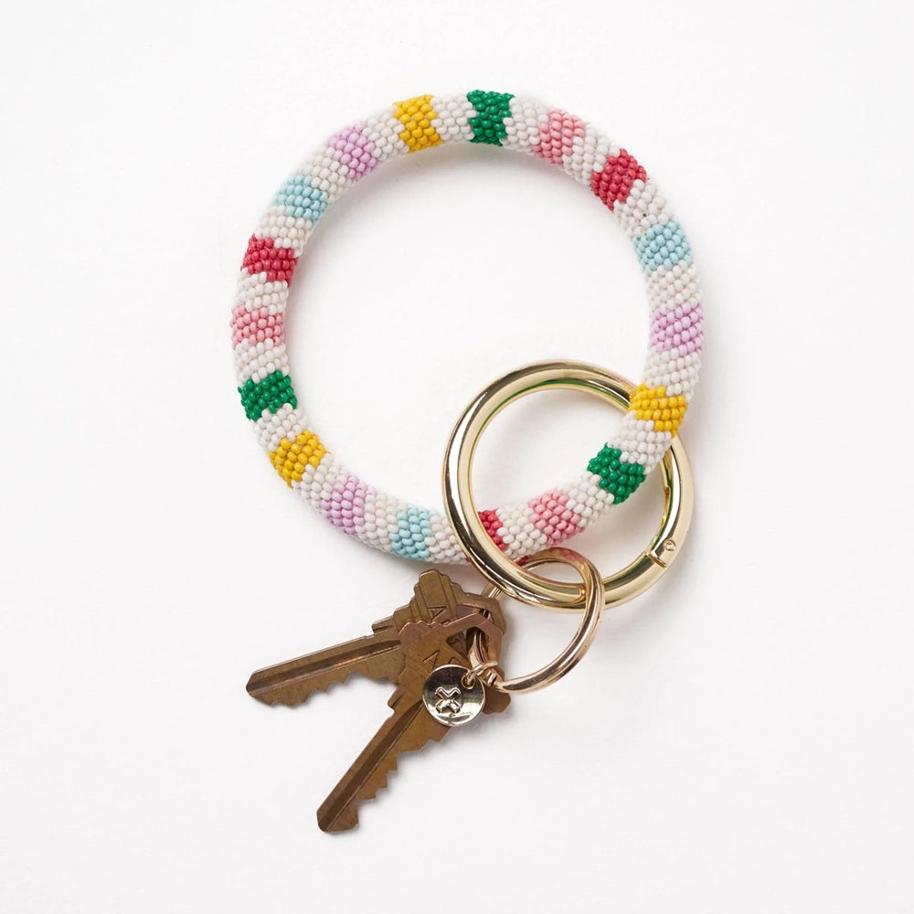 Chloe Stripe Beaded Key Ring Bracelet