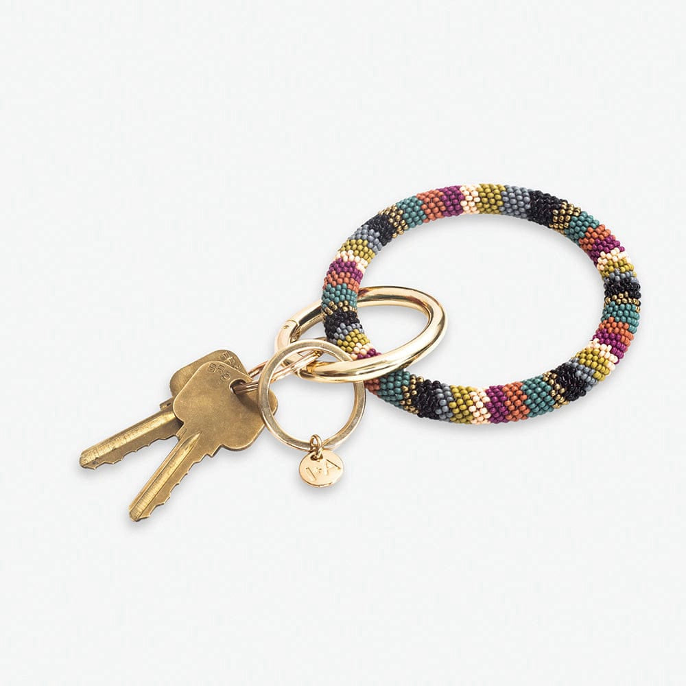 Chloe Stripe Beaded Key Ring Bracelet