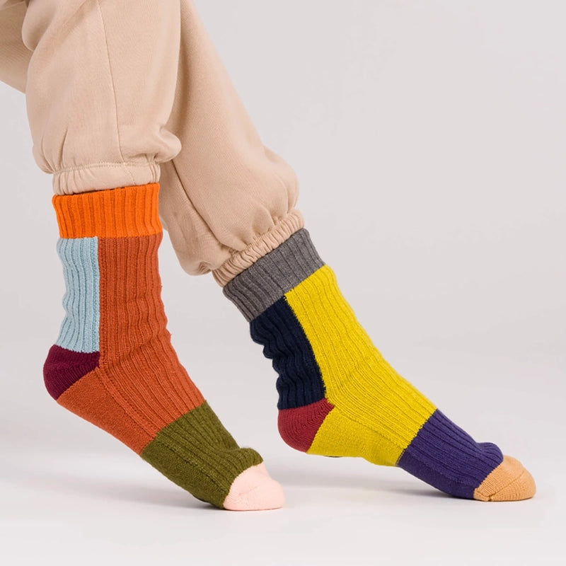 Mismatch Knit Socks