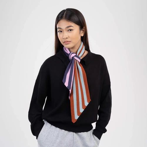 Colorblock Stripe Mini Ribbon Scarf