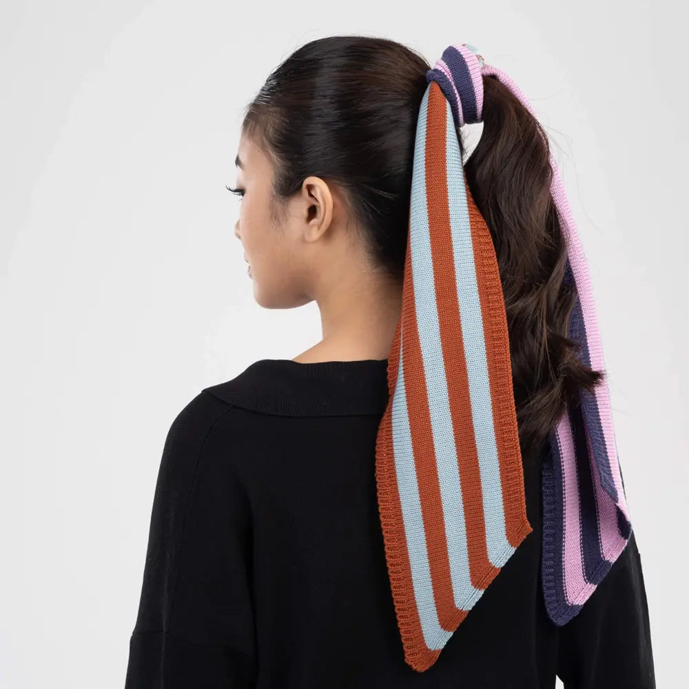 Colorblock Stripe Mini Ribbon Scarf