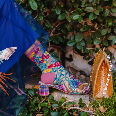 Sheer Tapestry Vines Crew Socks