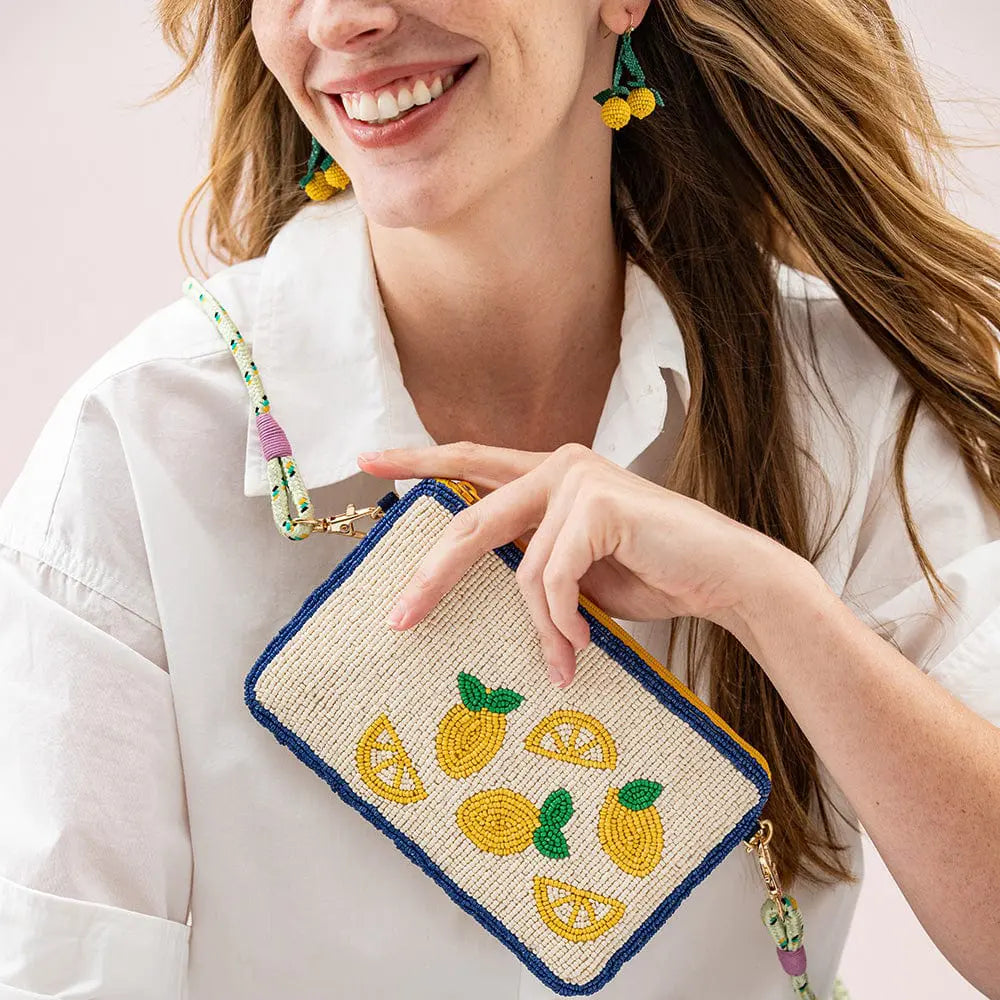 Lemons Beaded Clutch Purse