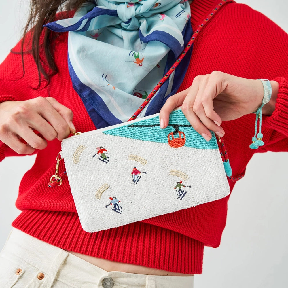 Skiers Beaded Clutch Purse