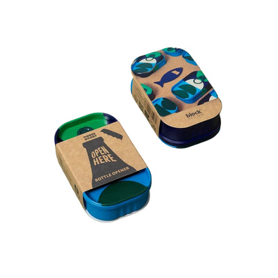 Two blue containers with cardboard lids on a white background