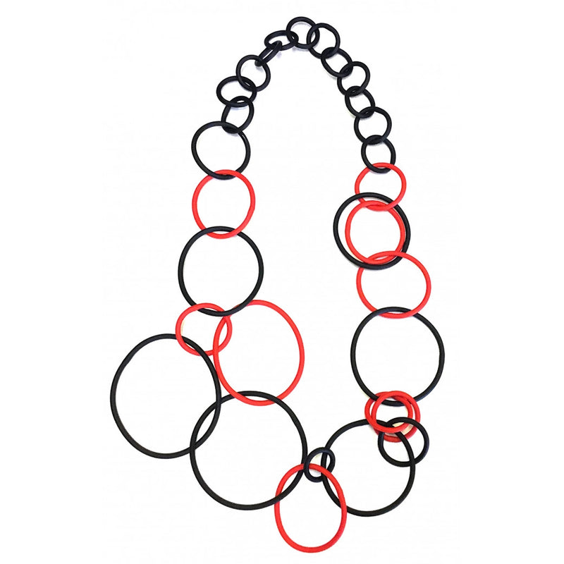 Long Interlocking Circles Necklace