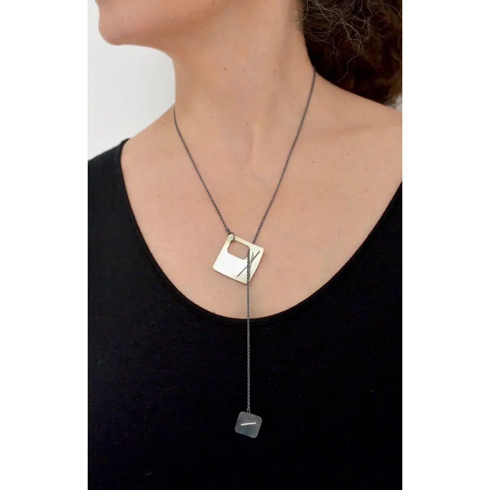 Two-Layered Stitched Square Necklace