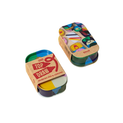 Two colorful drawing kits with 'Top Draw' branding on a white background