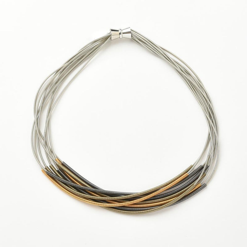 Piano Wire Necklace Multi Sleeved Silver and Slate – Pearl Grant Richmans