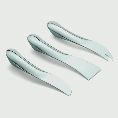 Wave Cheese Knife Boxed Set Silver Set of 3