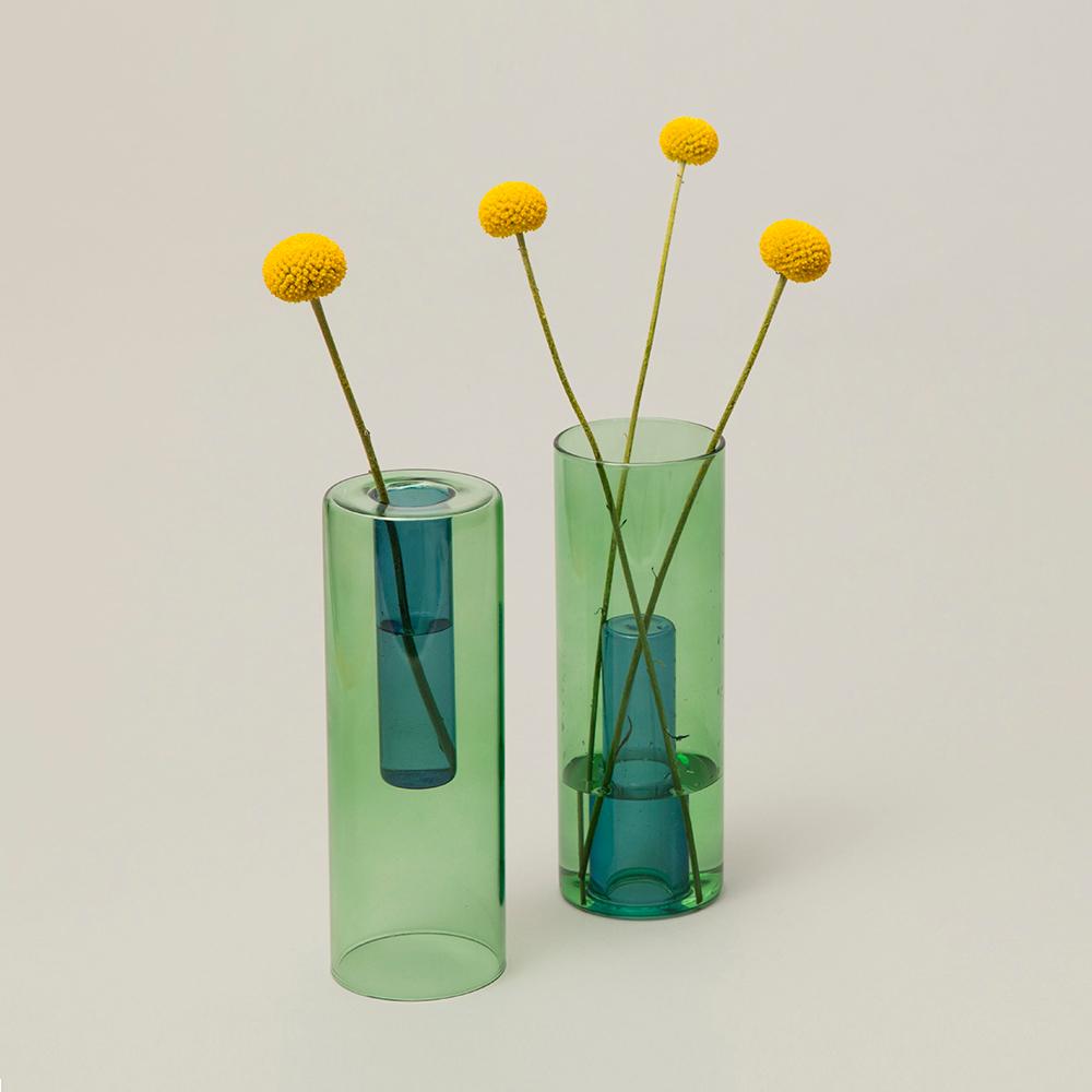 Reversible Vase - Large Green and Blue L