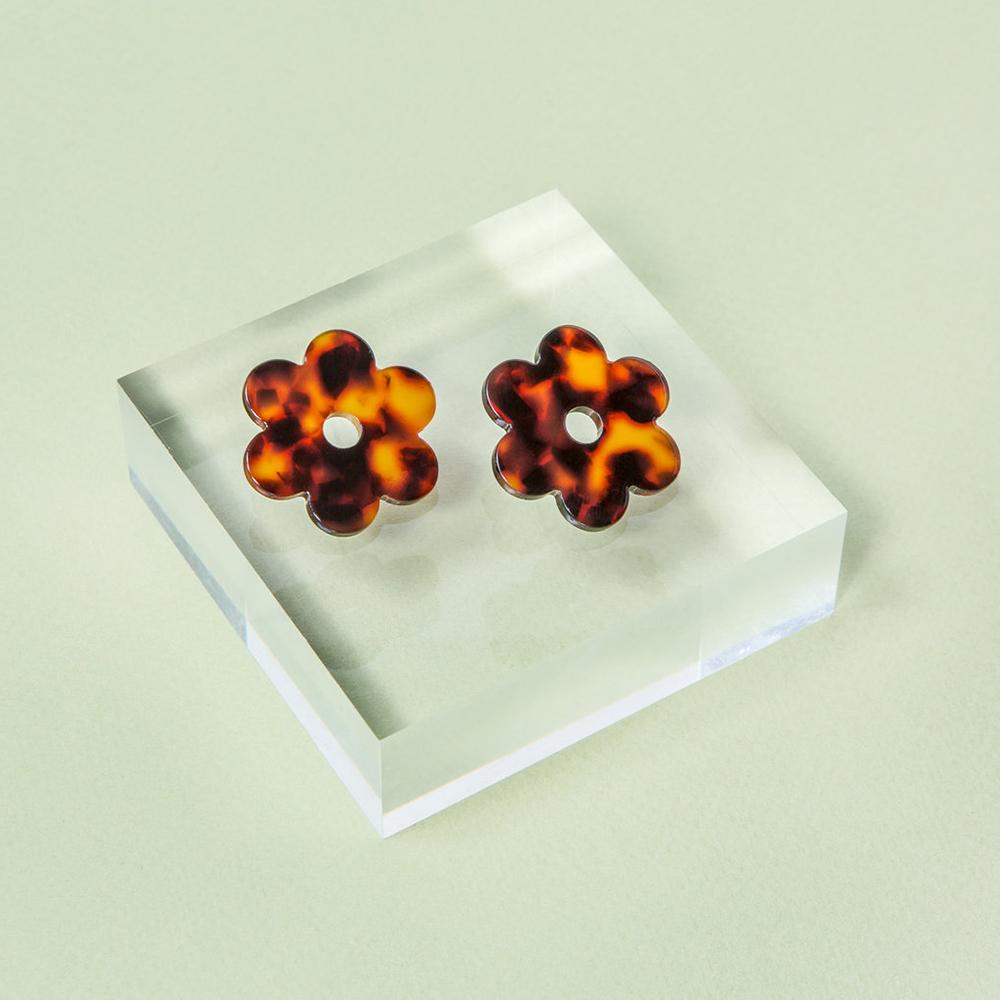 Daisy Acetate Earrings - Medium Cherry Red M