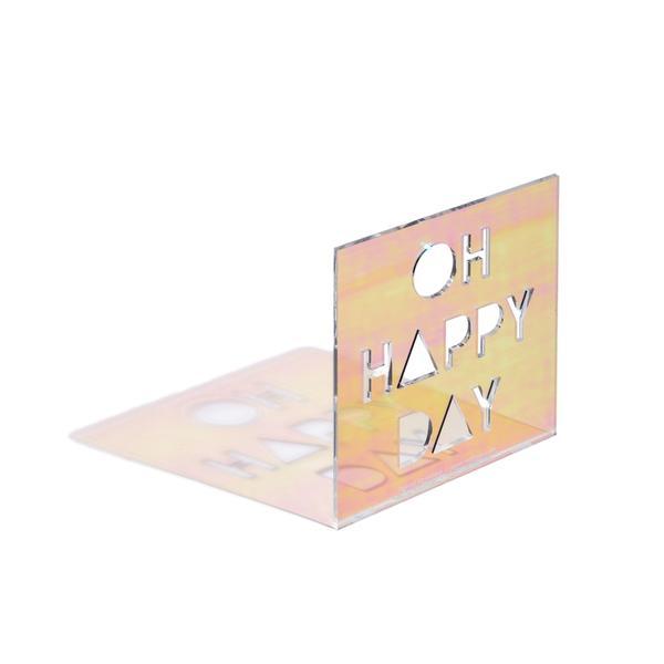 Happy Day Neon Acrylic Card Iridescent 