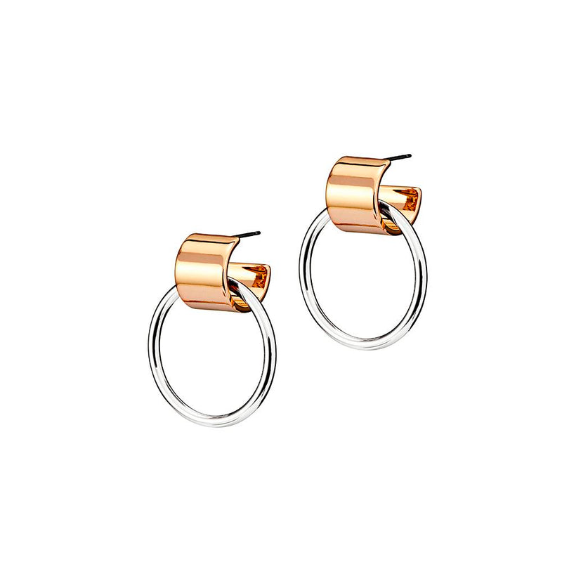 Two Tone Knockers Earrings - Silver Gold Silver & Gold 